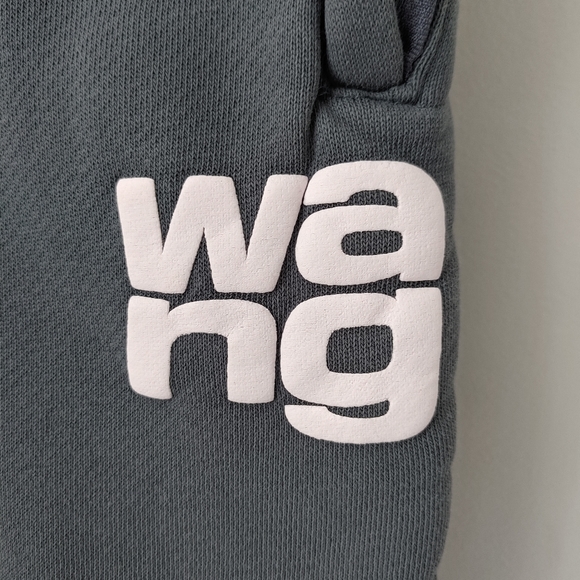 Alexander Wang T Puff Logo Crop Sweatpants Structured Terry Size Small Asphalt - Picture 15 of 16
